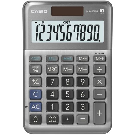 Casio MS-100BM - Calculatrice de bureau - 10 chiffres - panneau solaire, pile